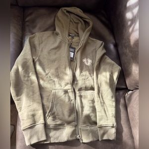 True Religion Mens Green Core Zip Up Long Sleeve Pockets